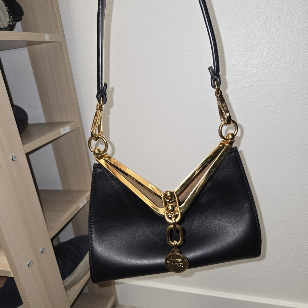 Etro Black Shoulder Bag with Gold Hardware